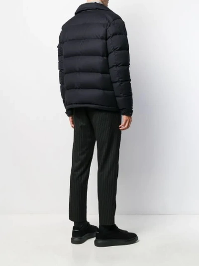Shop Moncler Quilted Zipped Hooded Jacket In Blue