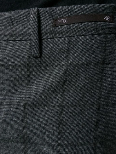 Shop Pt01 Checked Slim-fit Trousers In Grey