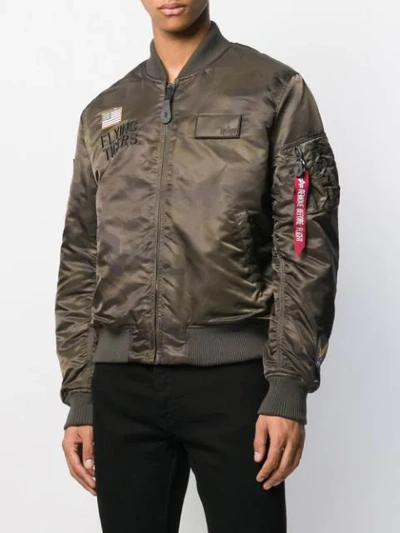 Shop Alpha Industries Camouflage Print Bomber Jacket In Green
