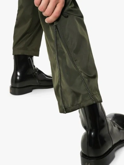 Shop Prada Straight Leg Zip-front Trousers In Green