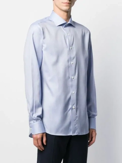 Shop Canali Long-sleeve Textured Shirt In Blue