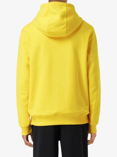 Shop Burberry Logo Print Cotton Hoodie In Yellow