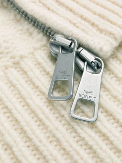 Shop Neil Barrett Zipped Cable-knit Cardigan In Neutrals