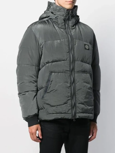 Shop Stone Island Padded Hooded Jacket In Grey