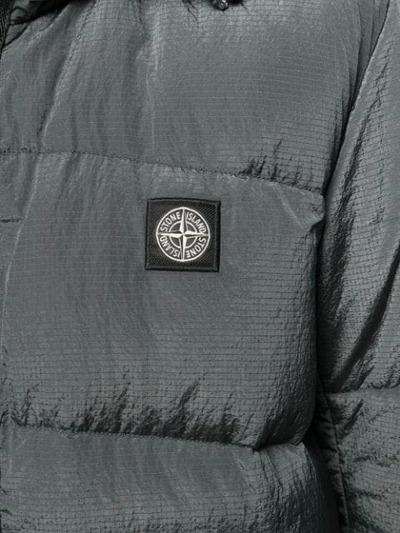 Shop Stone Island Padded Hooded Jacket In Grey