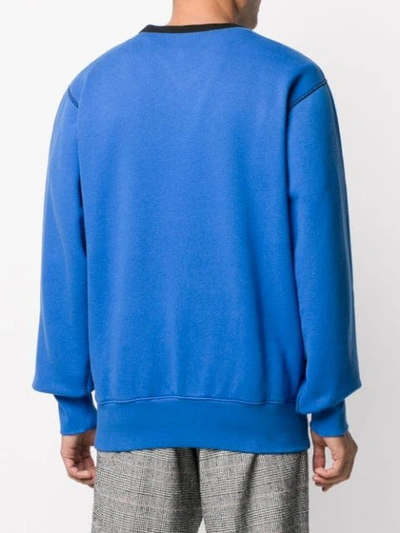 Shop Marni Contrast Neck Sweatshirt In Blue