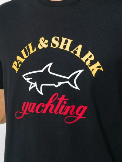 Shop Paul & Shark Logo Print Organic Cotton T-shirt In Black
