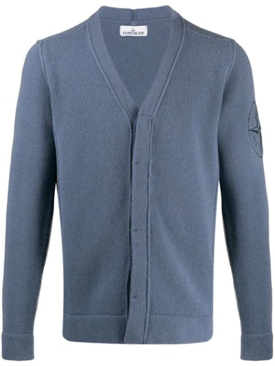 Shop Stone Island Cable Knit Cardigan In V0024 Blue