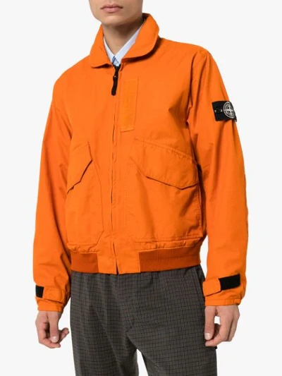 Stone Island Zip-front Lightweight Jacket In Orange