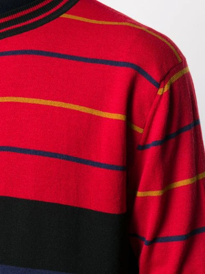 Shop Marni Striped Knitted Jumper In Red