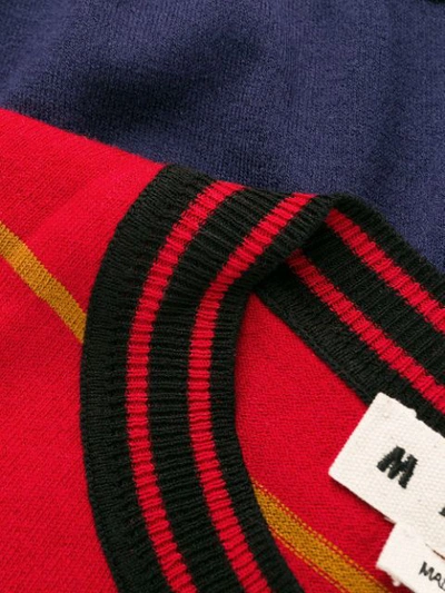 Shop Marni Striped Knitted Jumper In Red