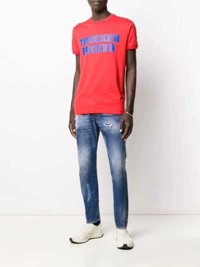 Shop Dsquared2 Stained-effect Straight Jeans In Blue