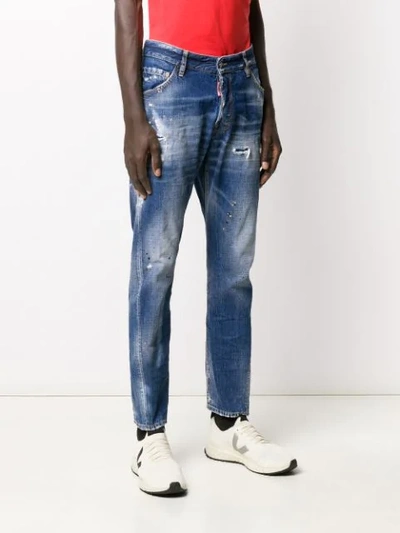 Shop Dsquared2 Stained-effect Straight Jeans In Blue