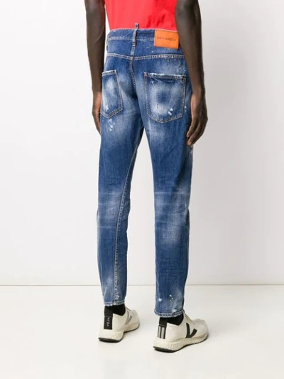 STAINED-EFFECT STRAIGHT JEANS