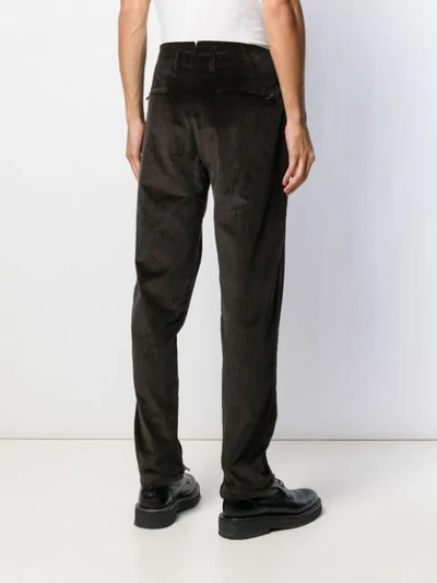 Shop Ferragamo Corduroy Effect Straight Trousers In Brown