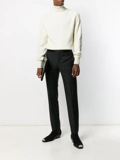 Shop Tom Ford Rollkragenpullover Mit Geripptem Detail In Neutrals