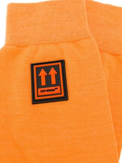 Off-white Arrows Logo Patch Socks In Orange