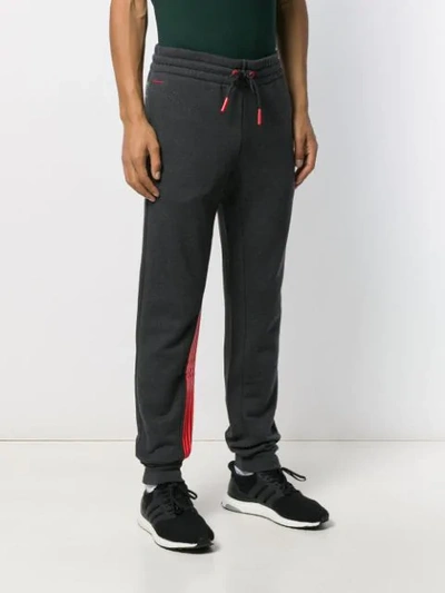 Shop Ea7 Striped Leg Slim-fit Track Pants In Grey