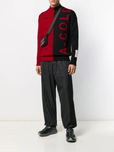 Shop A-cold-wall* Jacquard Split Logo Jumper In Red