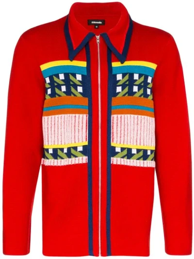 Shop Ahluwalia Studio Gabbo Zip-up Cardigan In Red