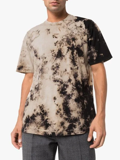 Shop Cmmn Swdn Tie-dyed Logo Print T-shirt In Brown