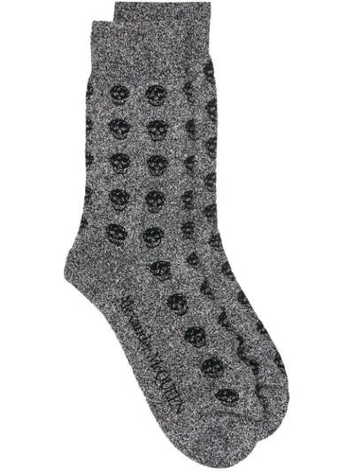 Shop Alexander Mcqueen Short Skull Socks - Silver