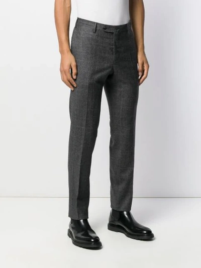Shop Pt01 Checked Slim-fit Trousers In Grey