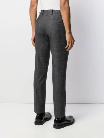 Shop Pt01 Checked Slim-fit Trousers In Grey