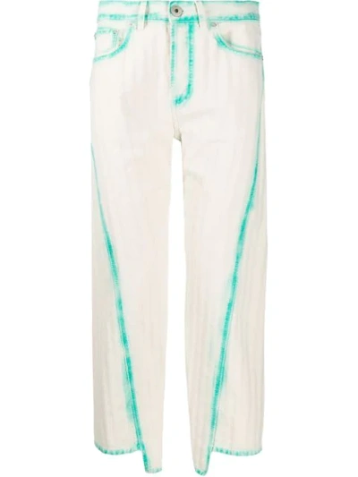 Shop Lanvin Asymmetric Cropped Jeans In Neutrals