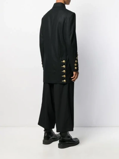 Shop Yohji Yamamoto Curved Button Coat In Black