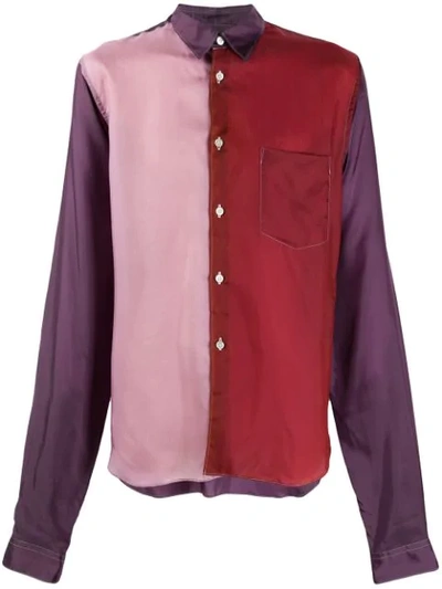 Shop Comme Des Garçons Homme Deux Panelled Button-down Shirt In Purple