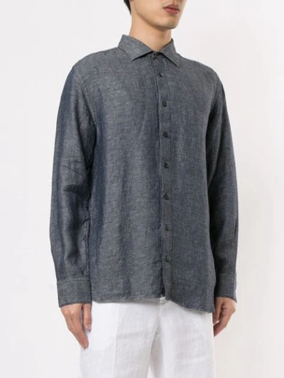 Shop 120% Lino Textured Longsleeved Shirt In Grey