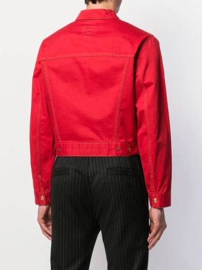 Pre-owned Jean Paul Gaultier 1988 Cropped Denim Jacket In Red