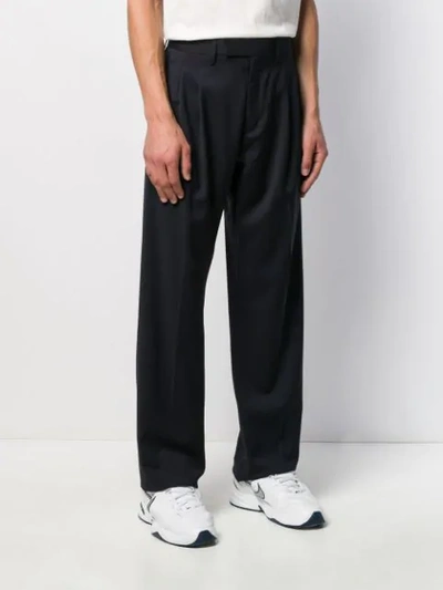 Shop Off-white Logo Patches Tailored Trousers In Blue