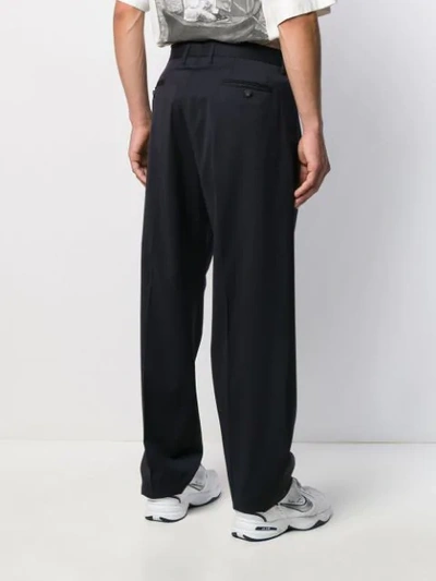 Shop Off-white Logo Patches Tailored Trousers In Blue
