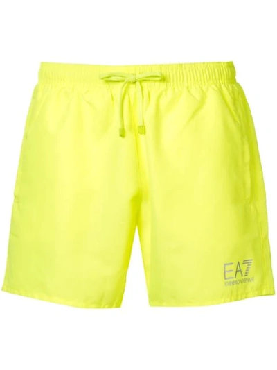 Shop Ea7 Woven Swim Shorts In Yellow