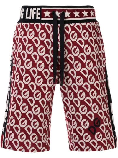 Shop Dolce & Gabbana Logo Embroidered Bermuda Shorts In Red