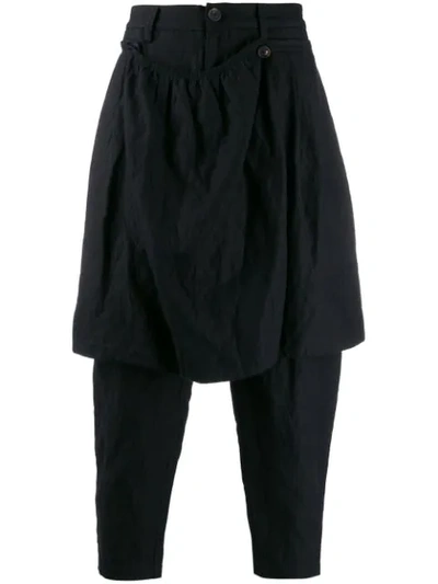 Shop Ziggy Chen Apron Detail Trousers In Black