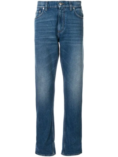 Shop Burberry Stonewashed Straight Leg Jeans In Blue