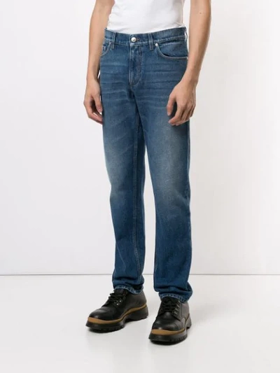 Shop Burberry Stonewashed Straight Leg Jeans In Blue