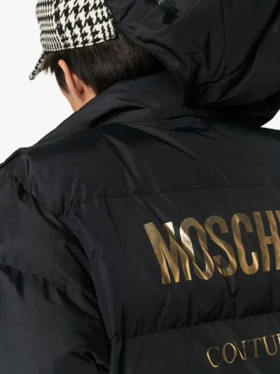 Shop Moschino Couture! Logo Padded Coat - Schwarz In Black