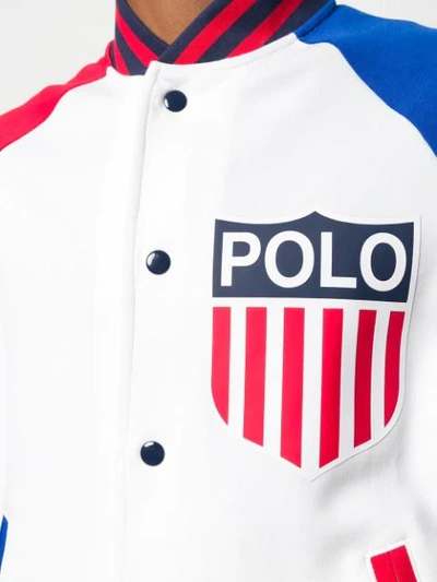 Shop Polo Ralph Lauren Panelled Bomber Jacket In White