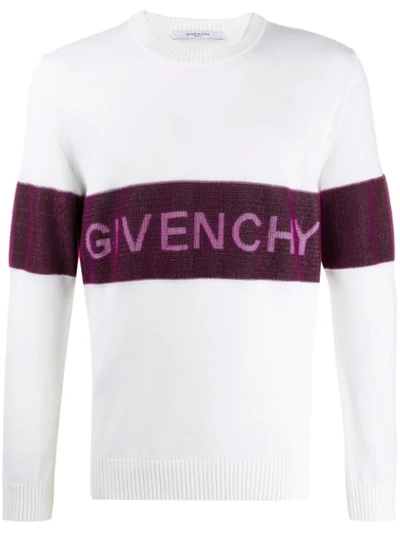 Shop Givenchy Mid-panelled Logo Jumper In White