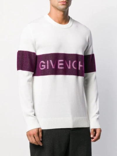 Shop Givenchy Mid-panelled Logo Jumper In White