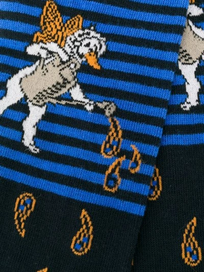 Shop Etro Patterned Long Socks In 0200 Blue Multi