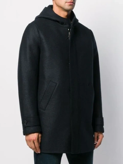 Shop Harris Wharf London Hooded Single-breasted Coat In 359 Navy