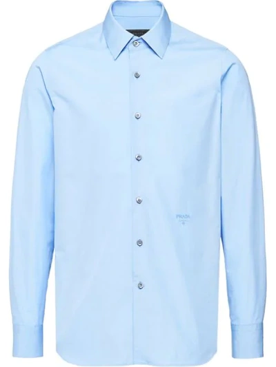 Shop Prada Poplin Tailored Shirt - Blue
