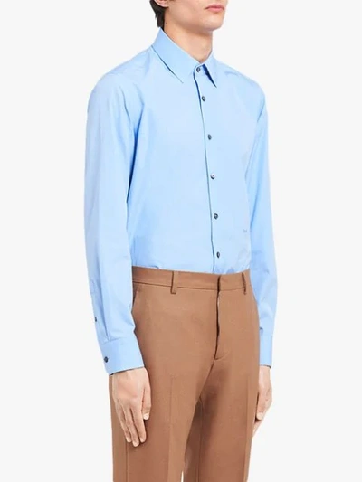 Shop Prada Poplin Tailored Shirt - Blue