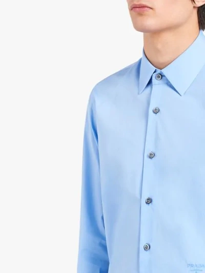 Shop Prada Poplin Tailored Shirt - Blue