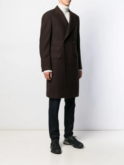 Shop Z Zegna Double-breasted Tailored Coat In Brown